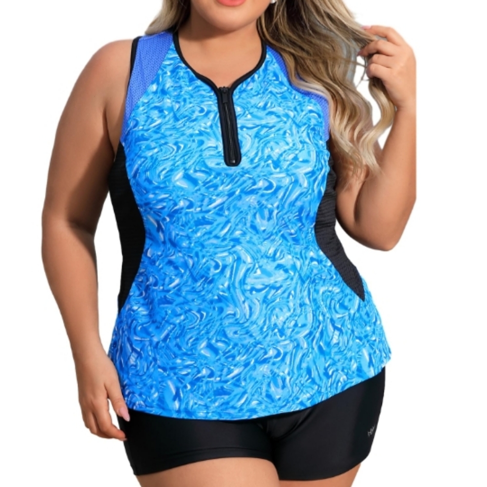 Swim Tank Top Plus Size Swimsuit for Women Large Bust Bathing Suit Top Purple 3X
